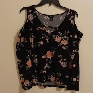 Black floral long sleeve tee.